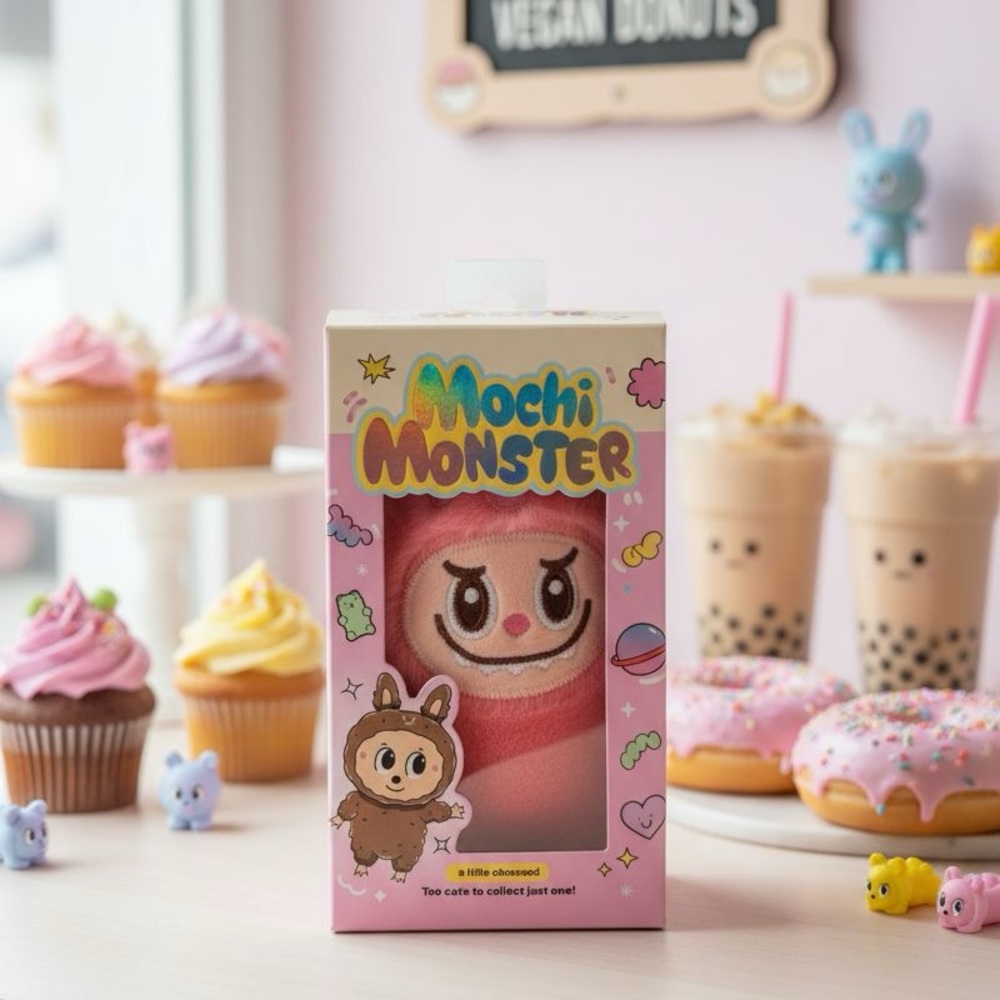 Mochi Monster Plush in Pink Box Key chain
